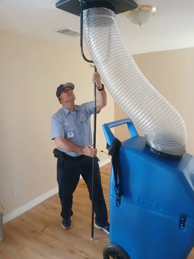 Mini Split Installation technician using HEPA equipment in Eagle Lake